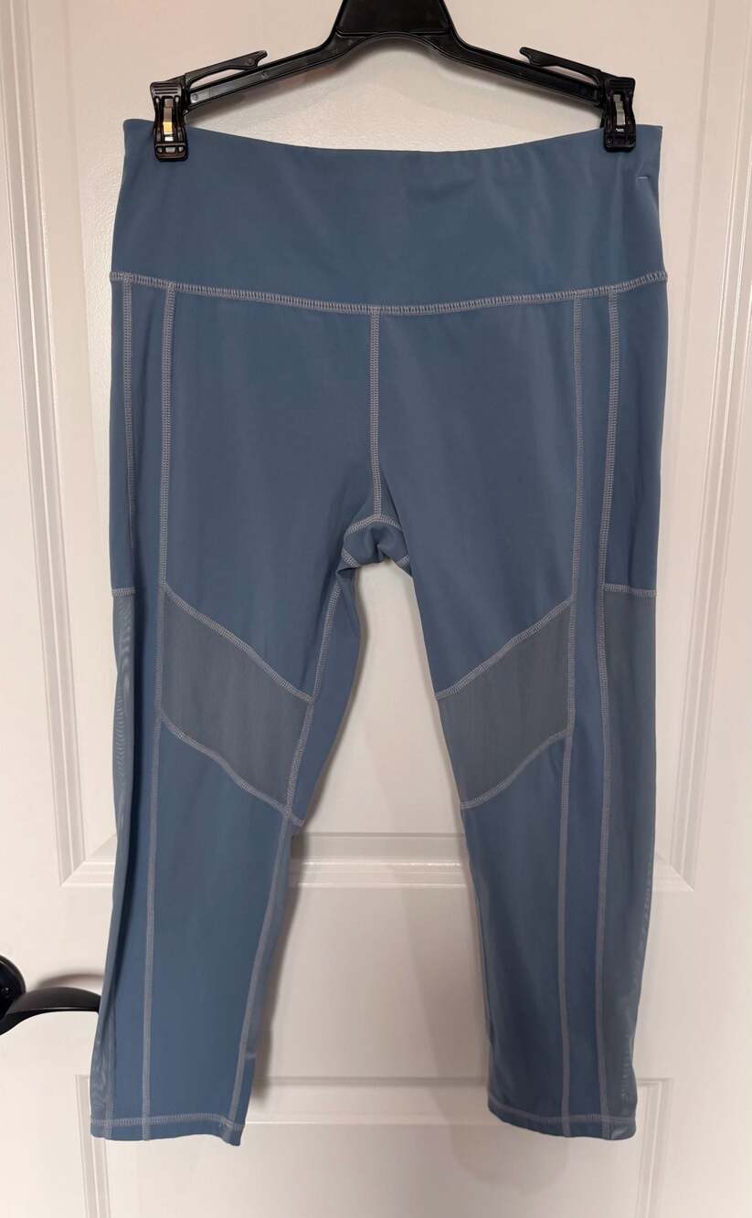 Sweaty Betty Size S Blue Mesh Panel Cropped Leggings